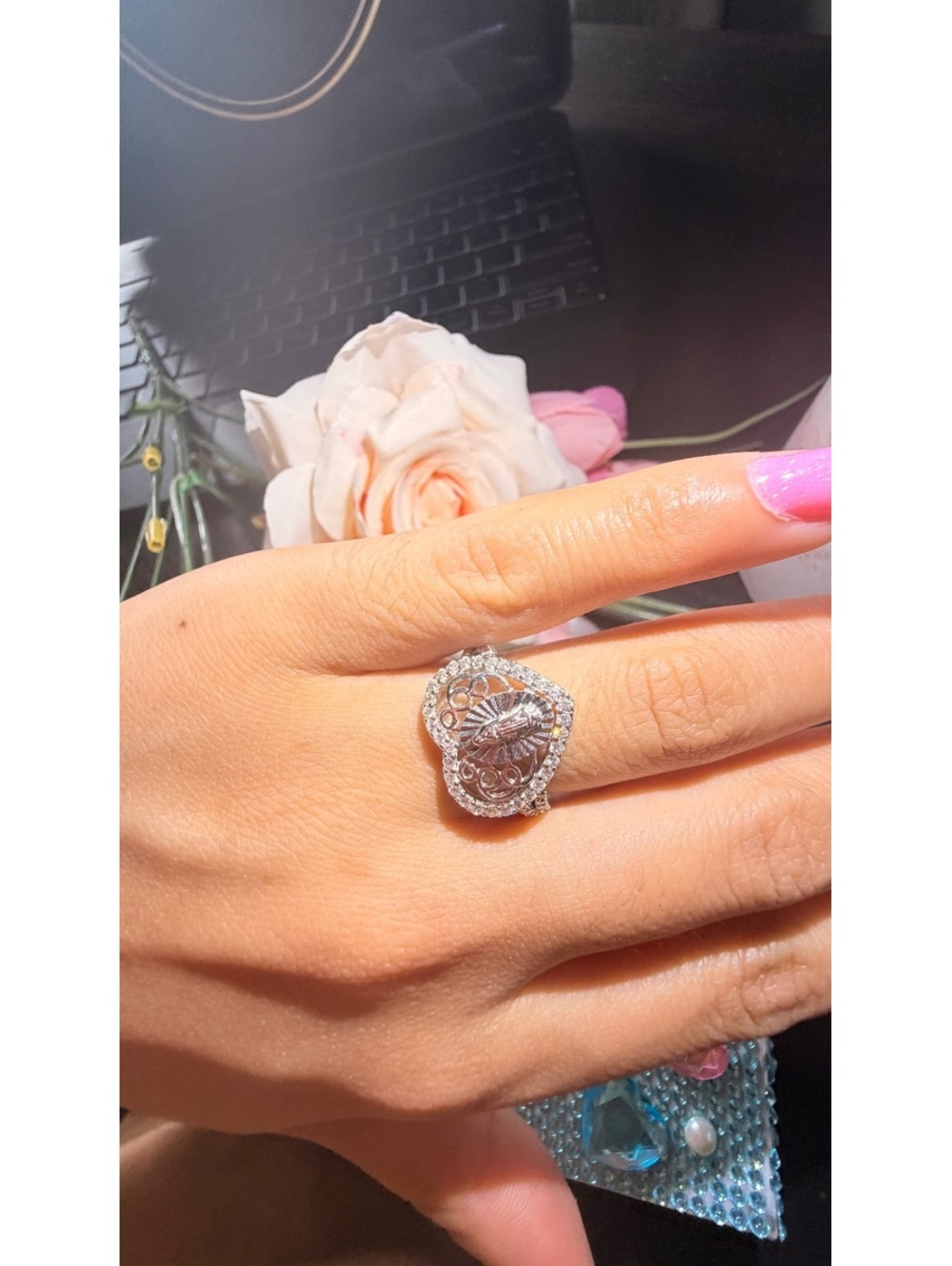 Elegant Silver 925 solid Heart-Shaped Ring sezi 7